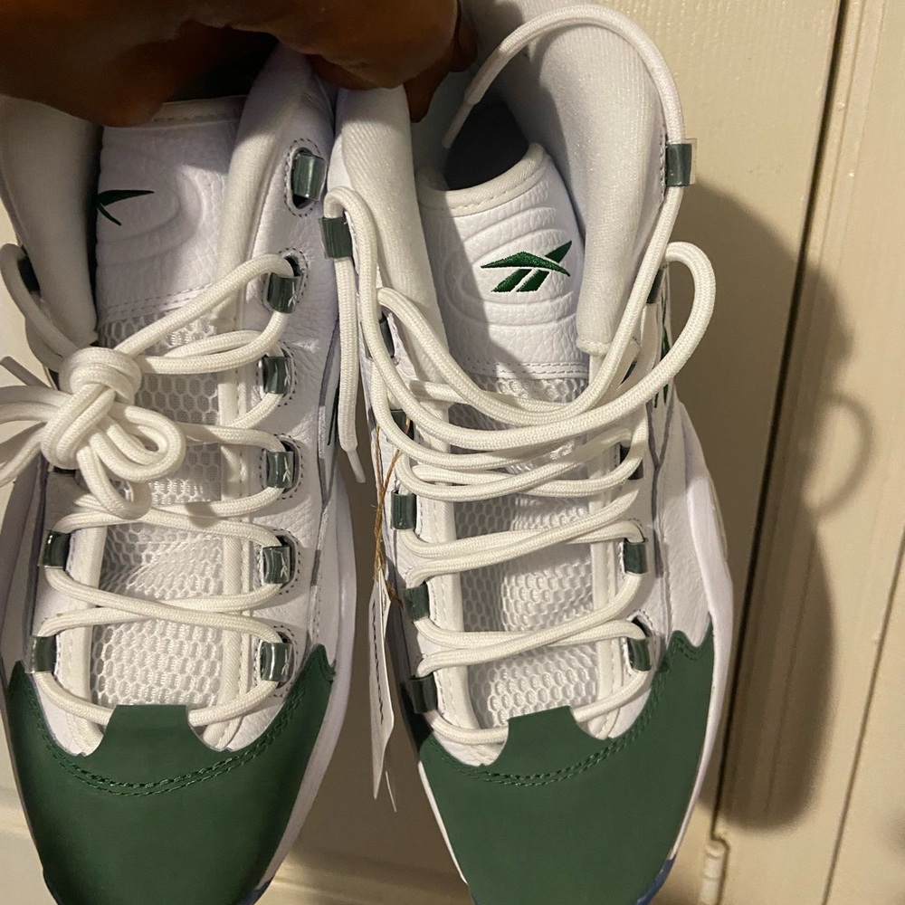 Reebok White and Green Sneakers